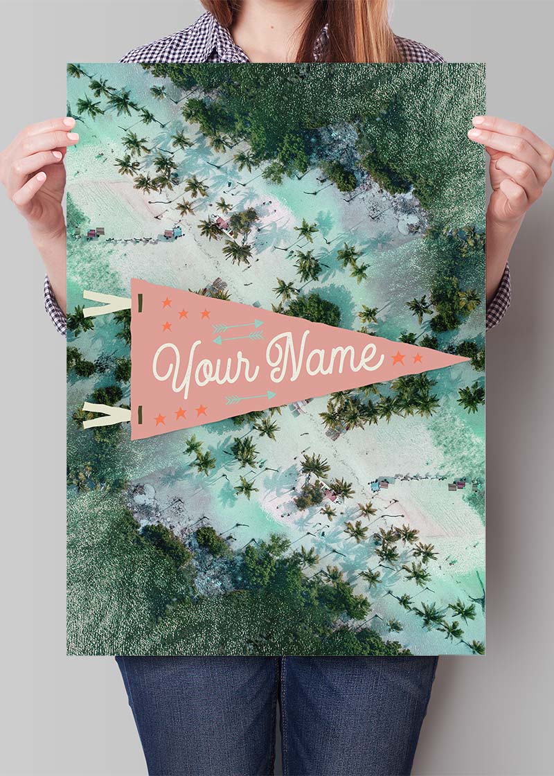 Custom Pennant Beach - Your Name Print