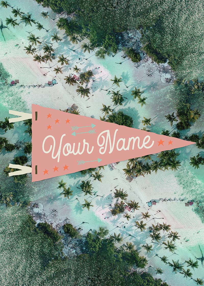 Custom Pennant Beach - Your Name Print
