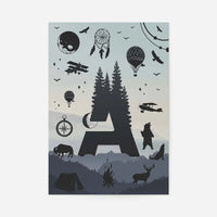 Single Outdoor Wilderness Letter Personalised Initial Print