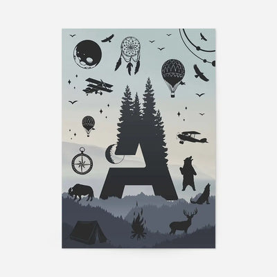 Single Outdoor Wilderness Letter Personalised Initial Print