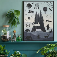 Single Outdoor Wilderness Letter Personalised Initial Print