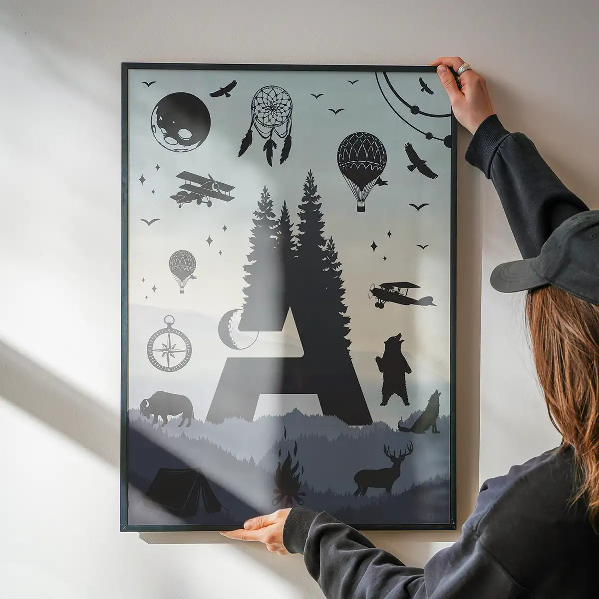 Single Outdoor Wilderness Letter Personalised Initial Print