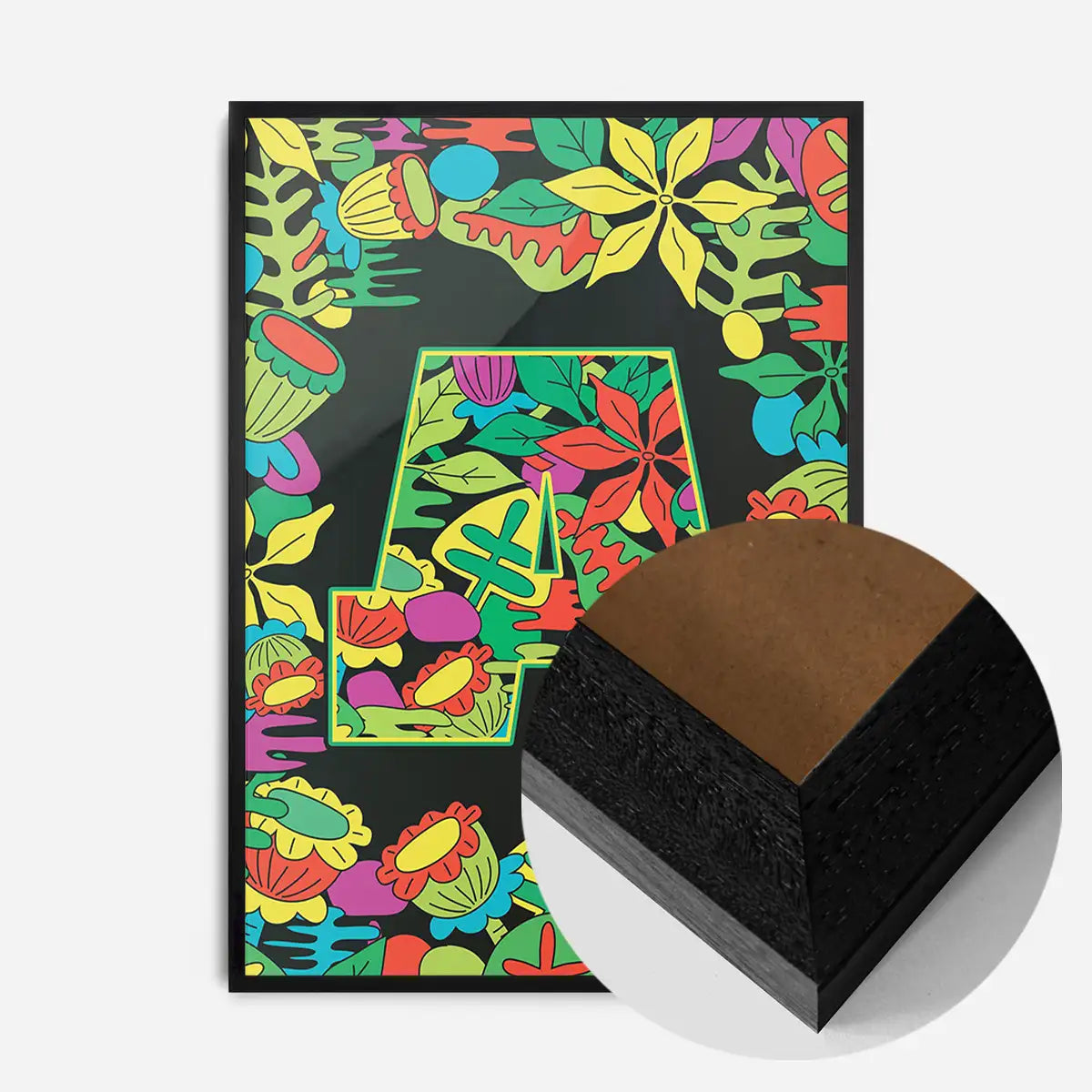 Single Pattern Leafy Letter Personalised Initial Green Print