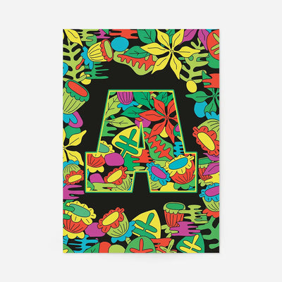 Single Pattern Leafy Letter Personalised Initial Green Print