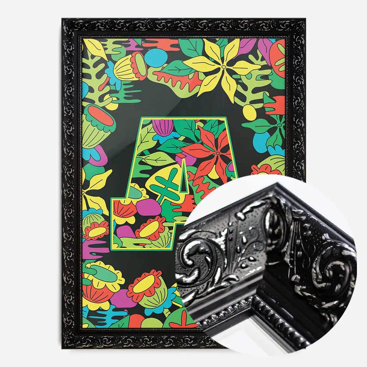 Single Pattern Leafy Letter Personalised Initial Green Print