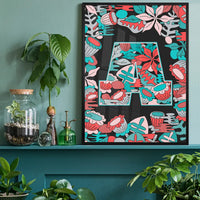 Single Pattern Leafy Letter Personalised Initial Teal Print