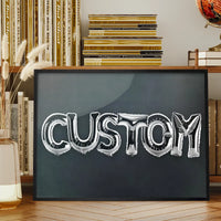 Foil Balloon Style Personalised Name Grey Print