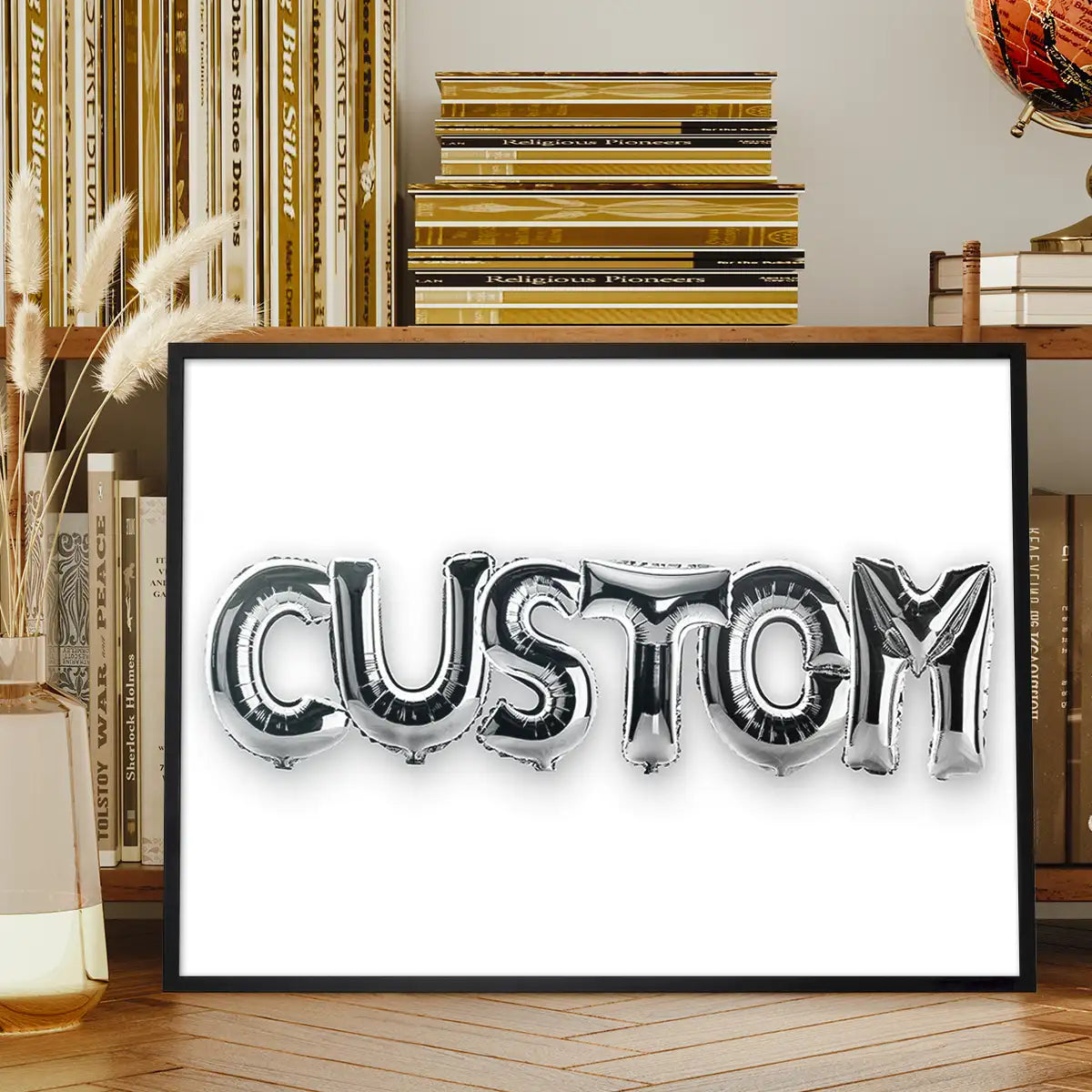 Foil Balloon Style Personalised Name White Print