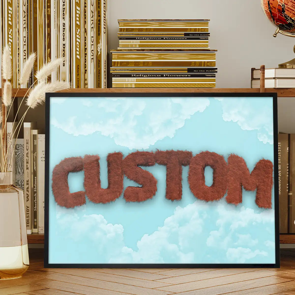 Brown Fur Style Blue Sky Personalised Name Print