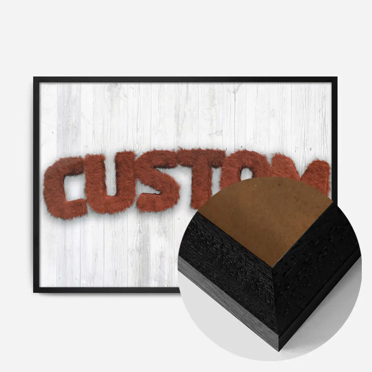 Brown Fur Style Wood Personalised Name Print