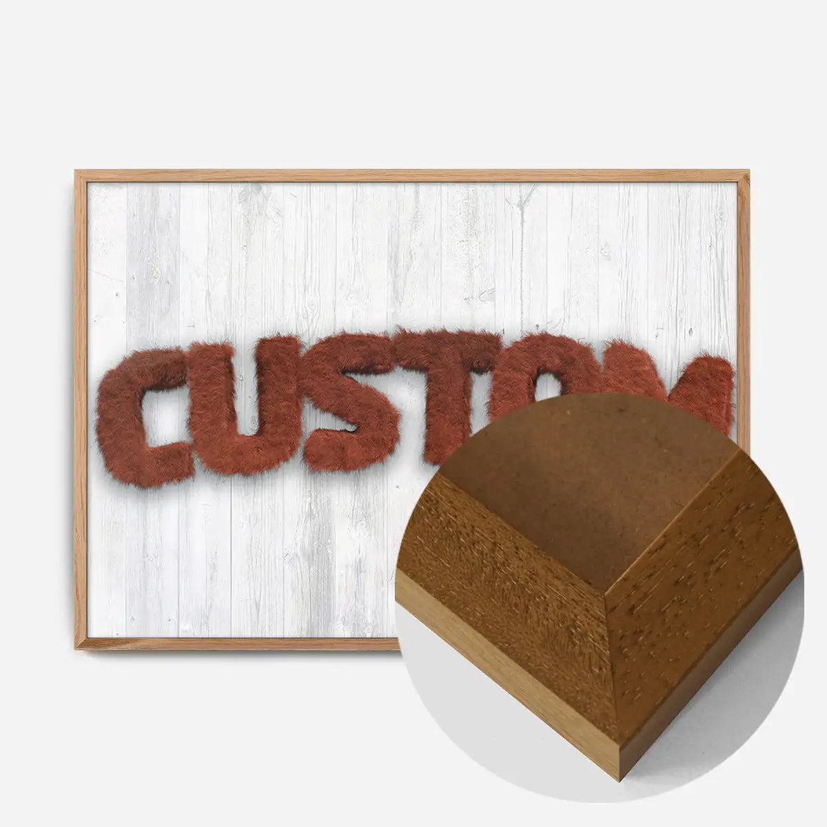 Brown Fur Style Wood Personalised Name Print