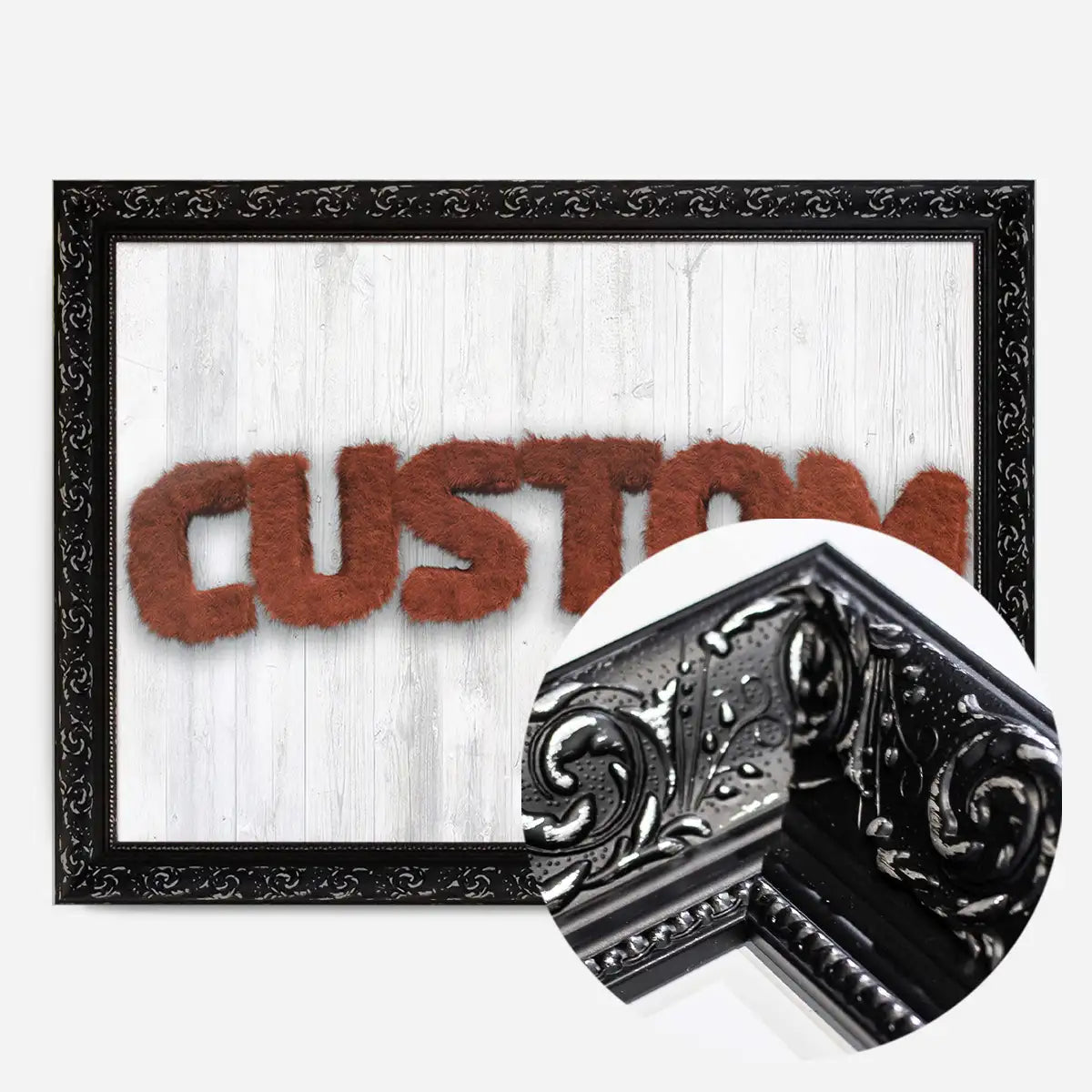 Brown Fur Style Wood Personalised Name Print