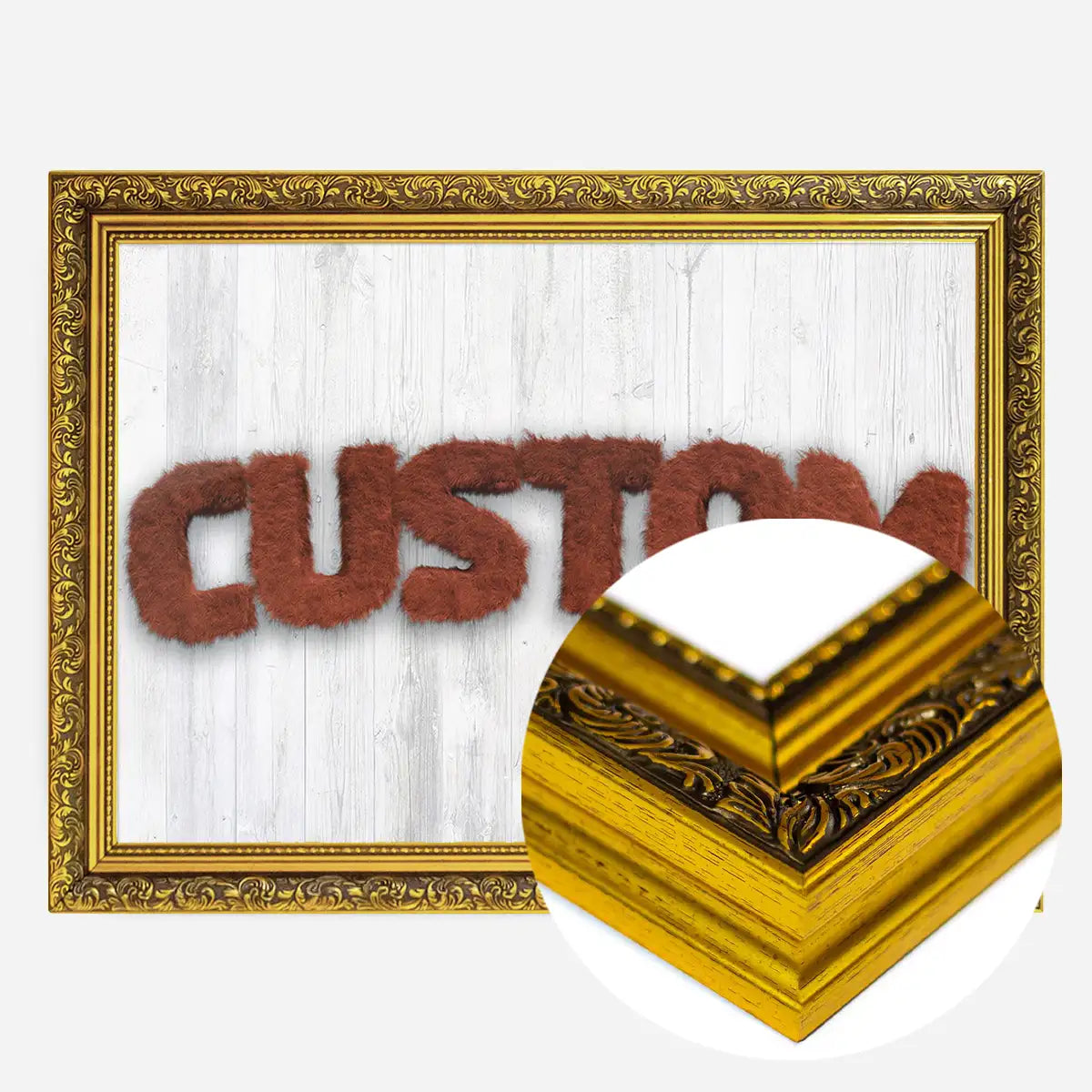 Brown Fur Style Wood Personalised Name Print