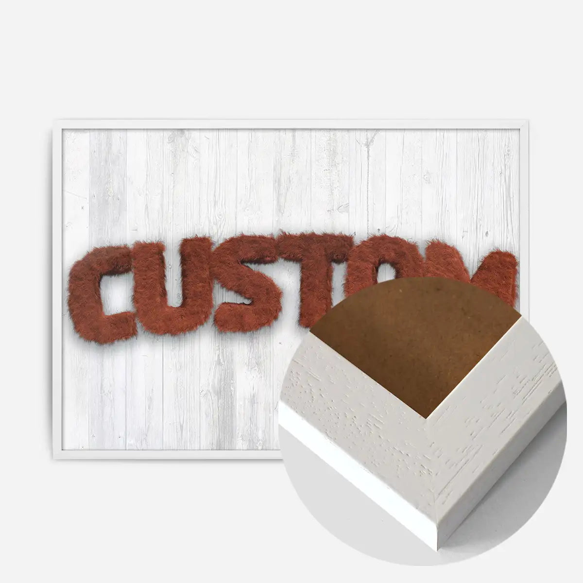 Brown Fur Style Wood Personalised Name Print