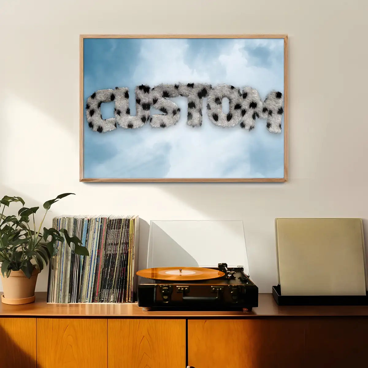 Dalmation Fur Style Blue Sky Personalised Name Print