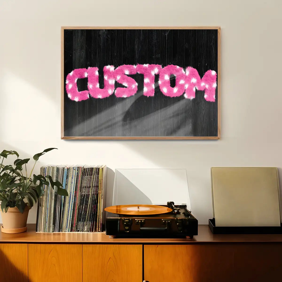 Pink Fur White Spots Personalised Name Print