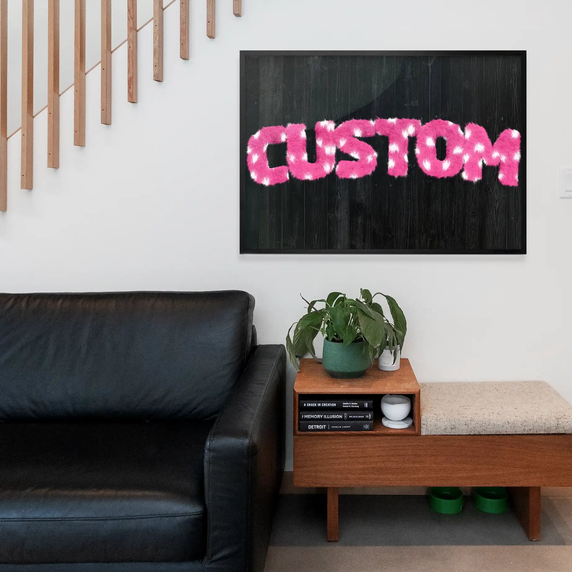 Pink Fur White Spots Personalised Name Print
