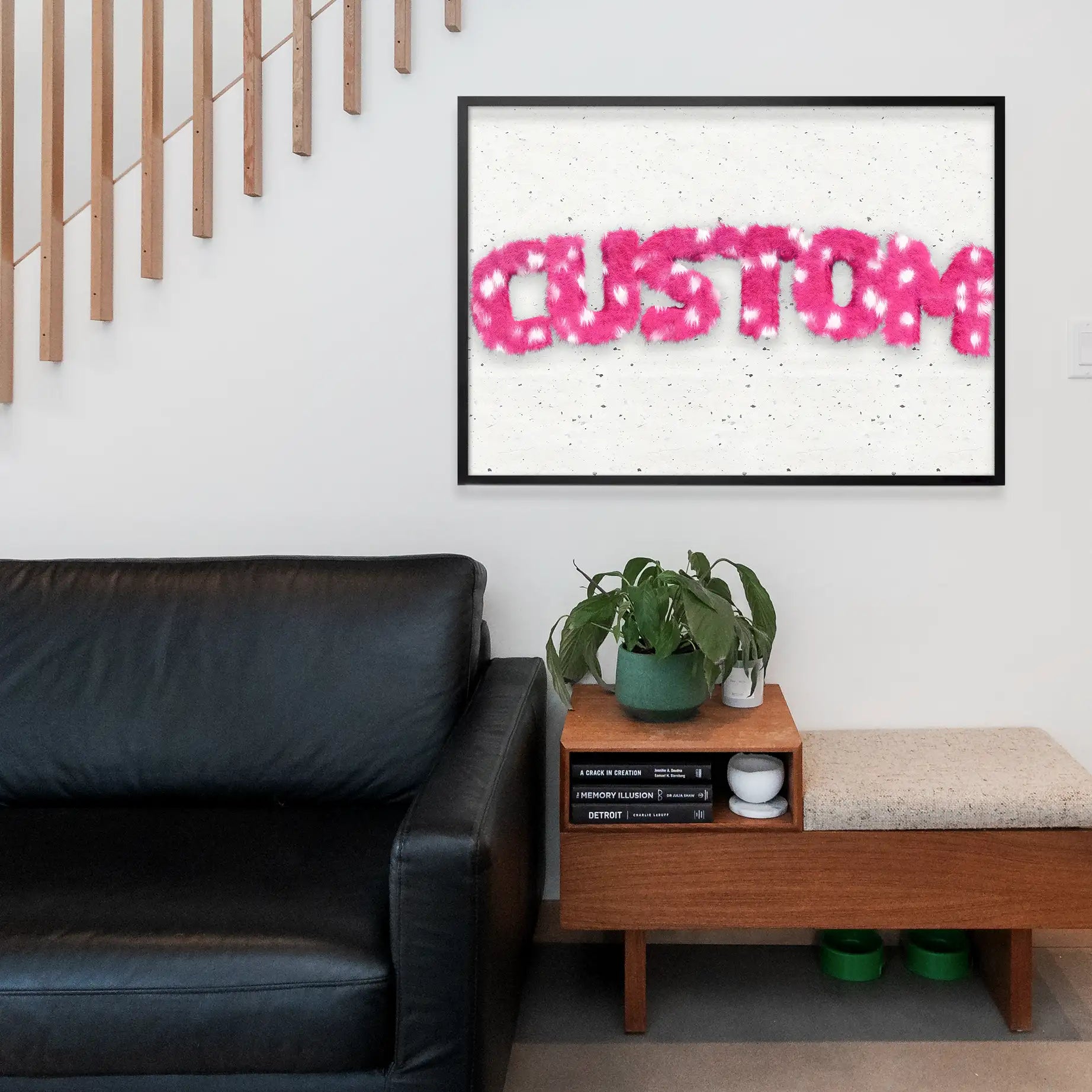 Pink Fur White Spots Personalised Name Print