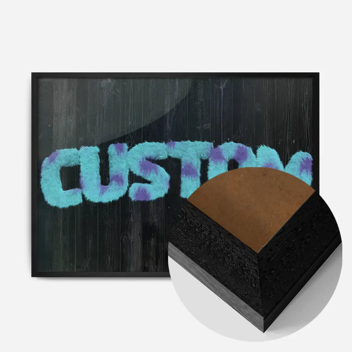 Sully Monster Fur Black Wood Personalised Name Print