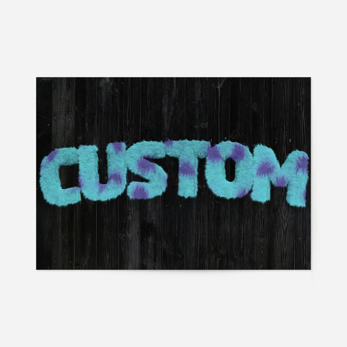 Sully Monster Fur Black Wood Personalised Name Print