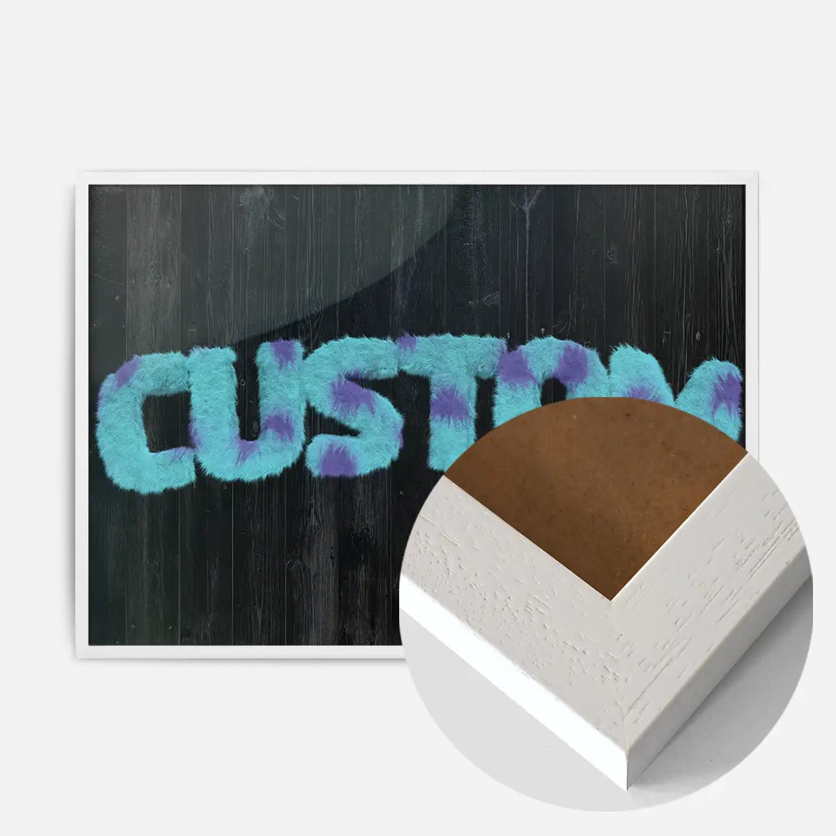 Sully Monster Fur Black Wood Personalised Name Print