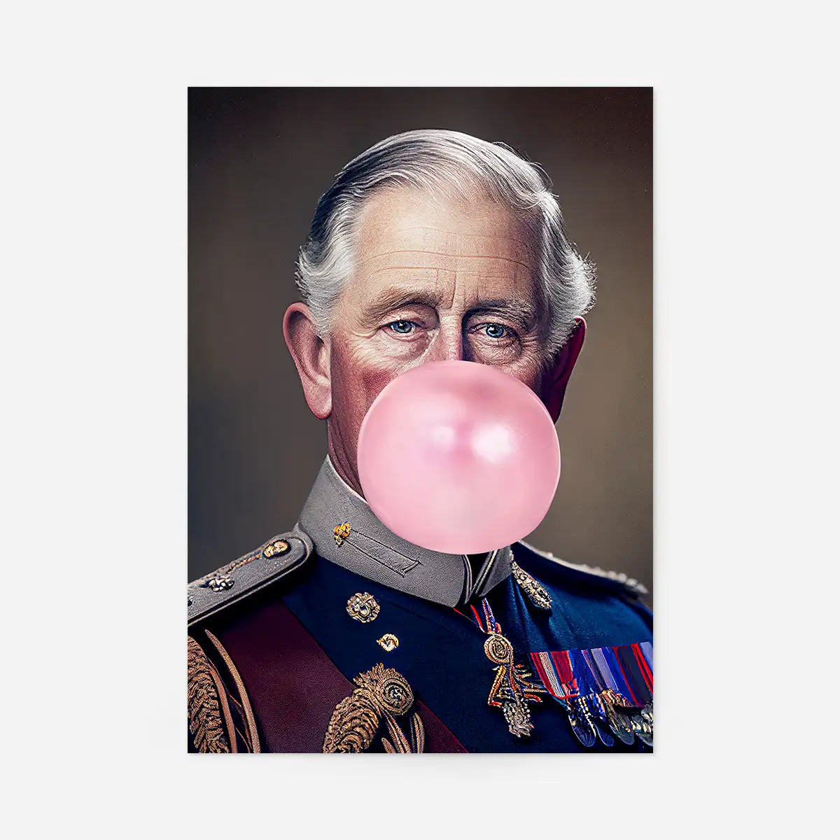 King Charles III Blowing Bubblegum Print