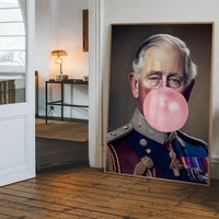 King Charles III Blowing Bubblegum Print