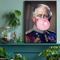 King Charles III Blowing Bubblegum Print