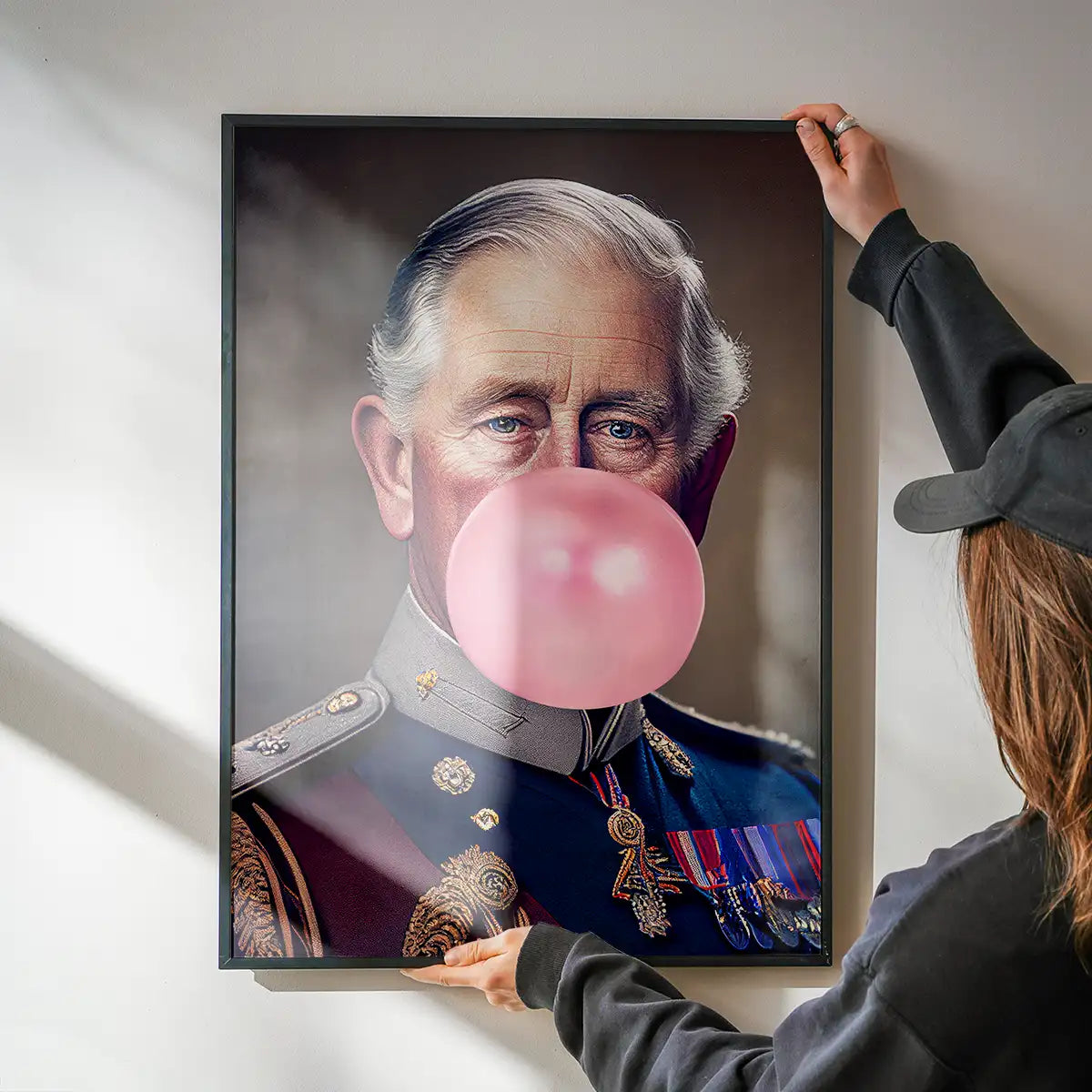 King Charles III Blowing Bubblegum Print