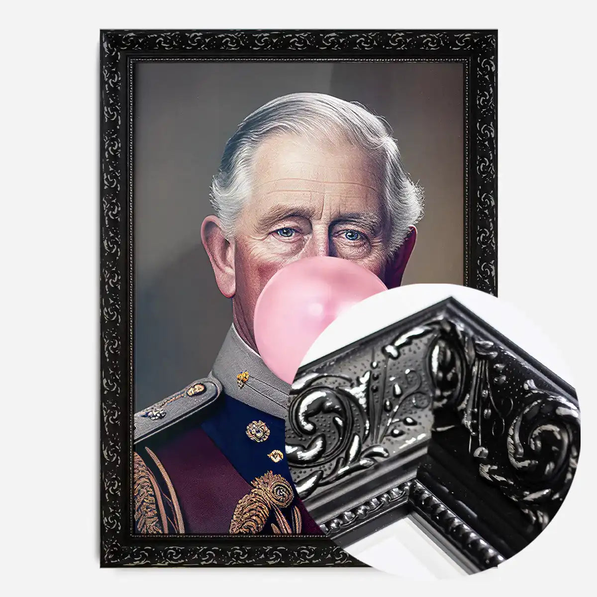 King Charles III Blowing Bubblegum Print