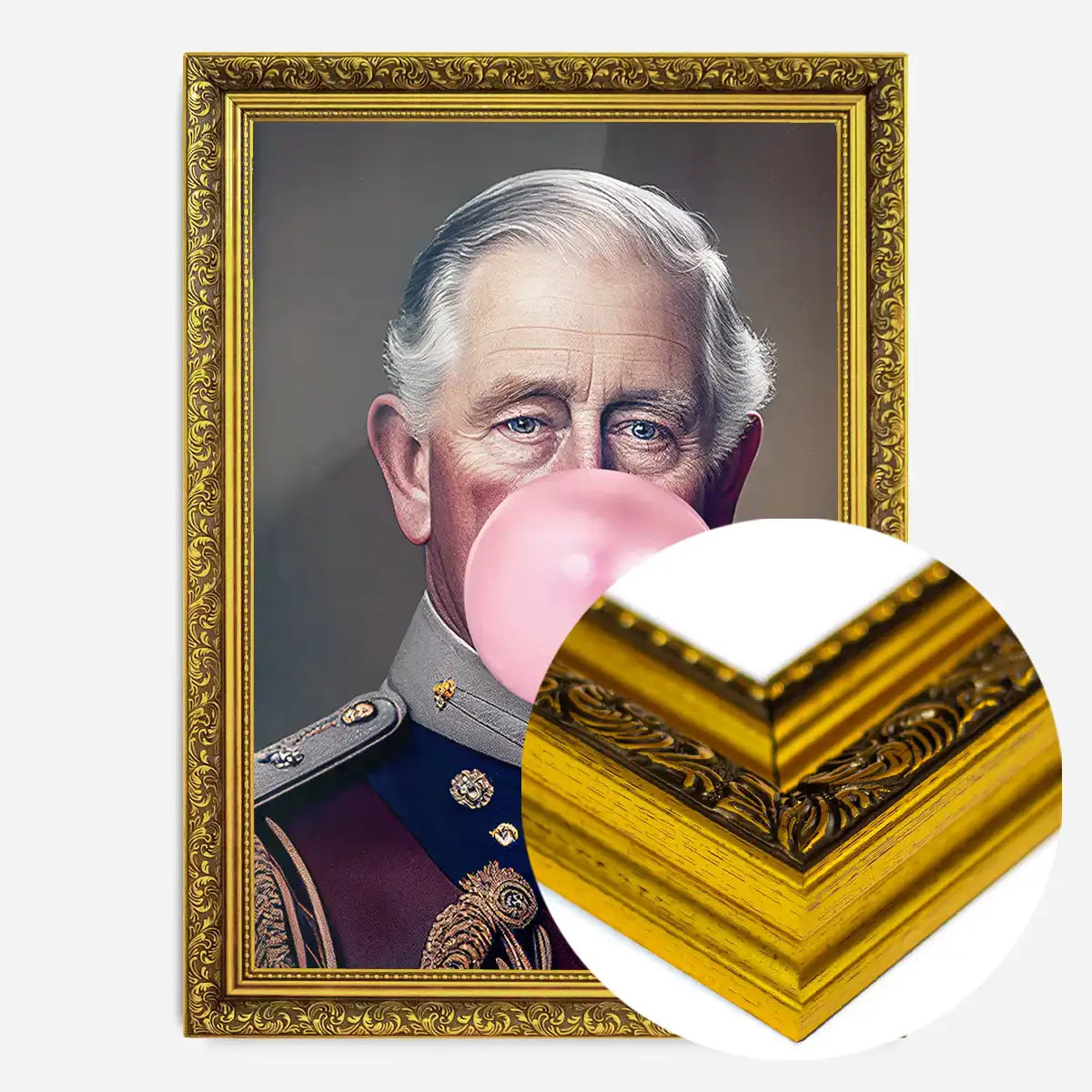 King Charles III Blowing Bubblegum Print