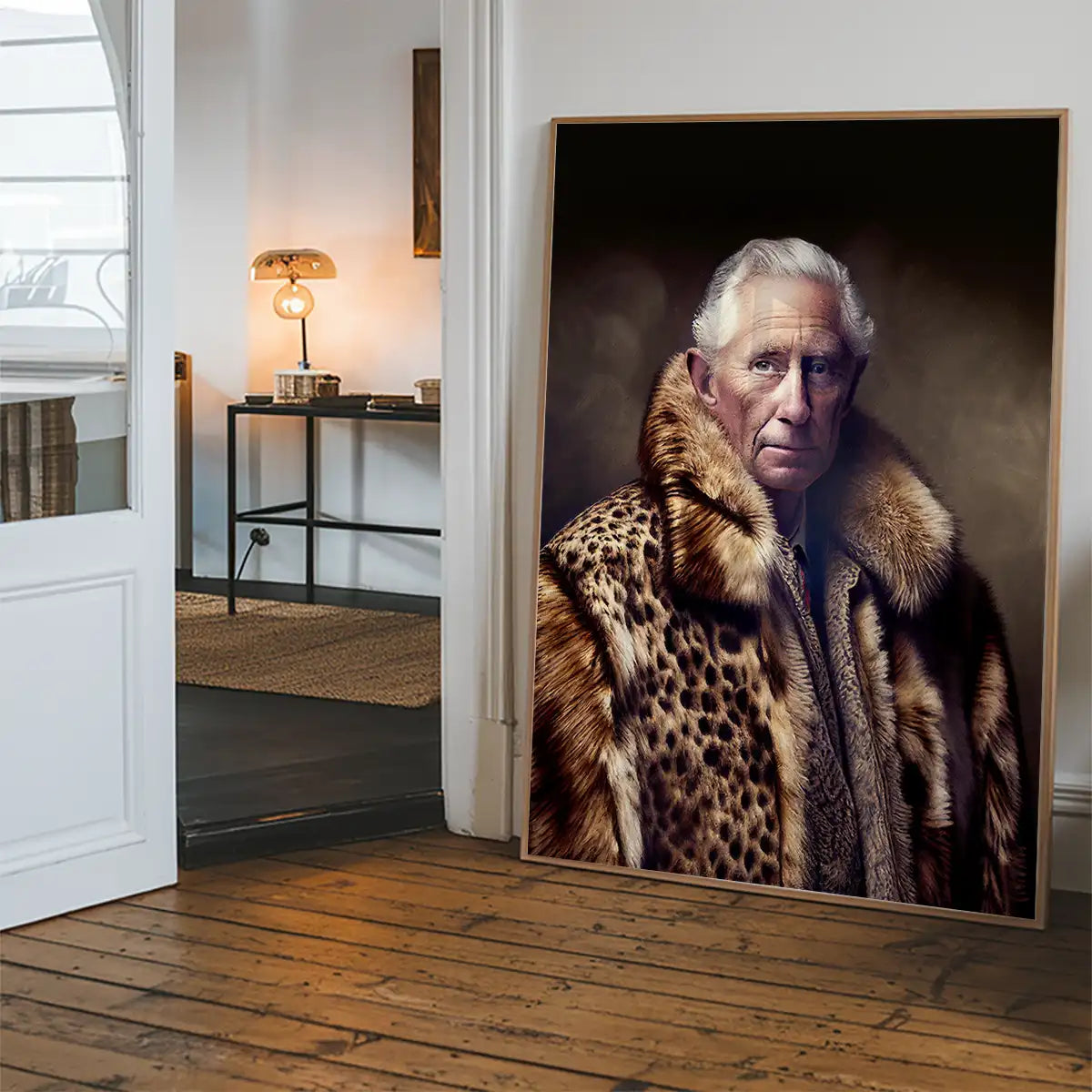 King Charles III Leopard Fur Coat Print