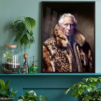 King Charles III Leopard Fur Coat Print