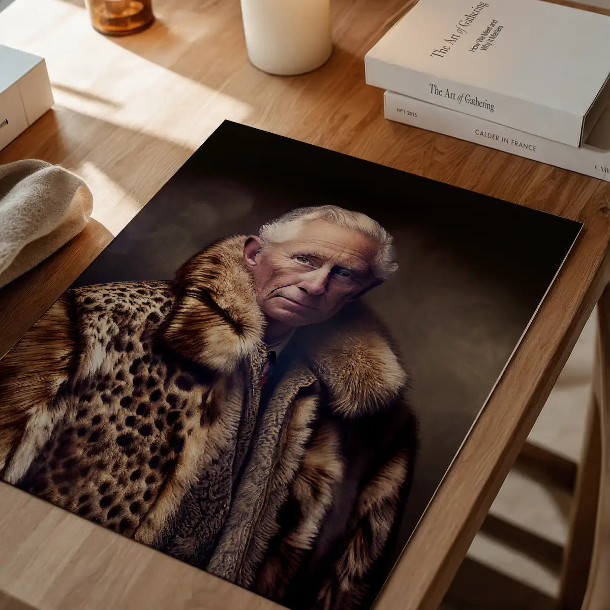 King Charles III Leopard Fur Coat Print