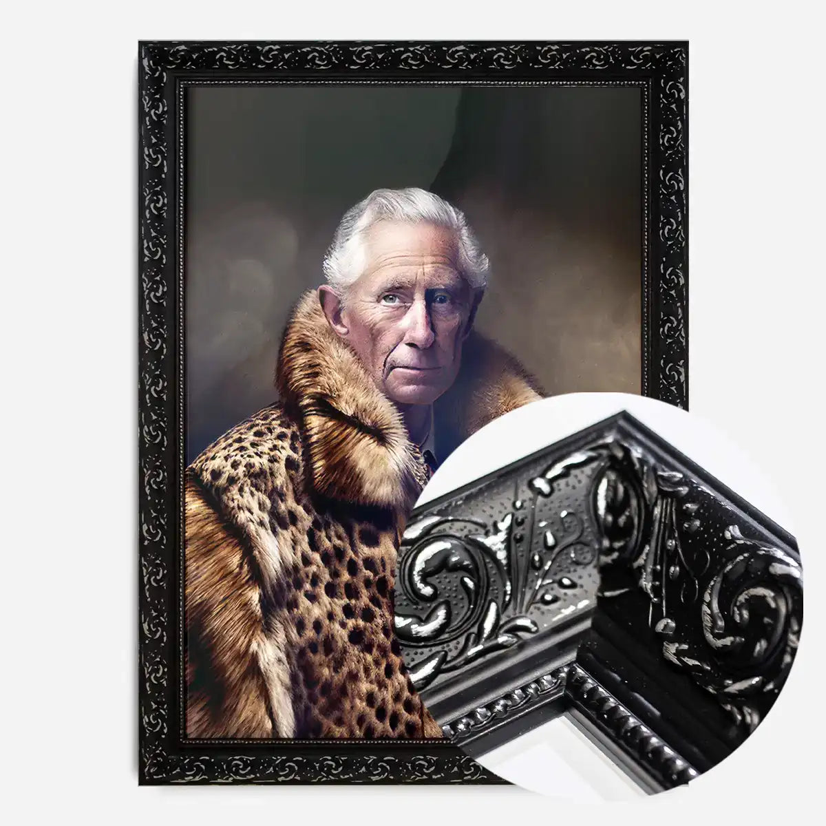King Charles III Leopard Fur Coat Print