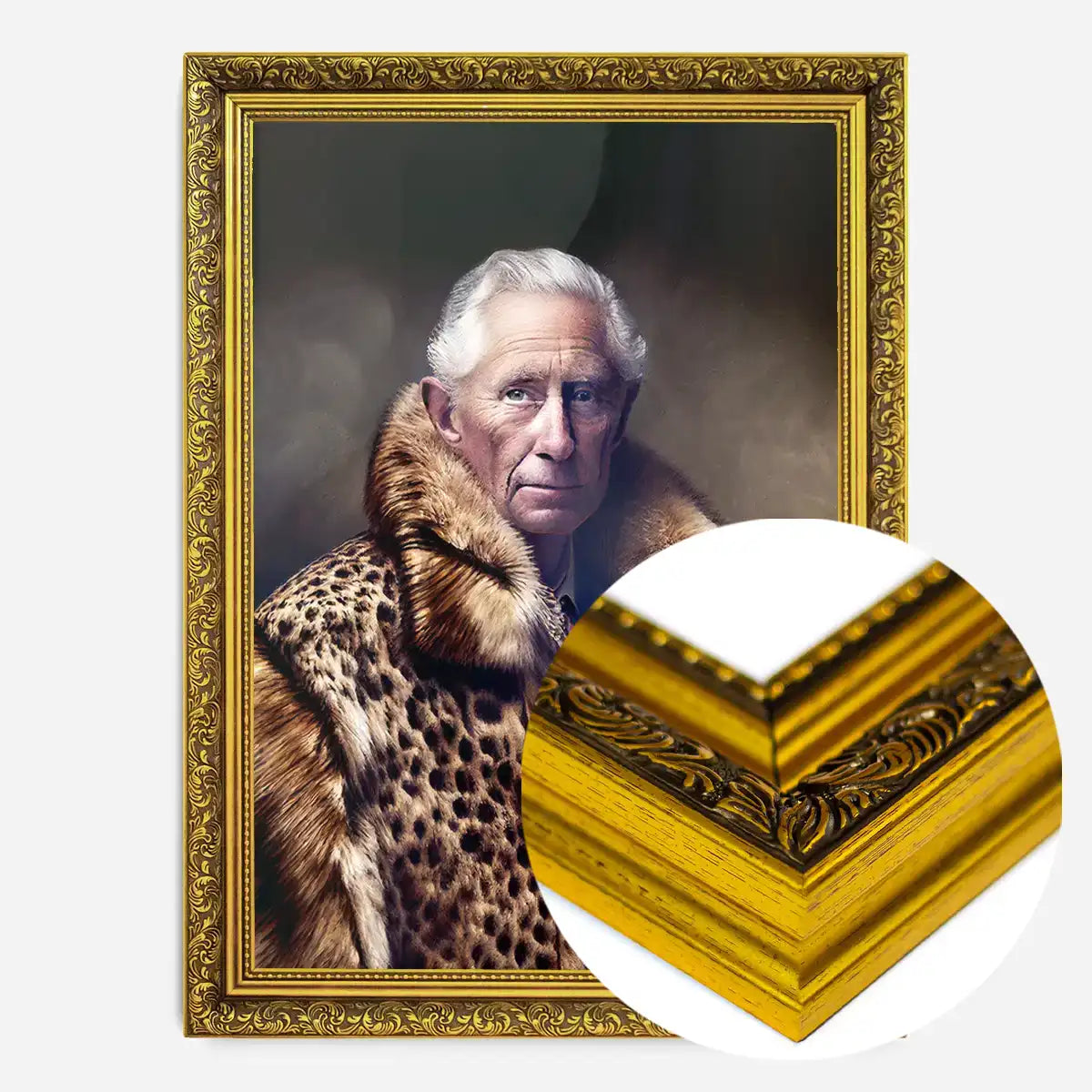 King Charles III Leopard Fur Coat Print