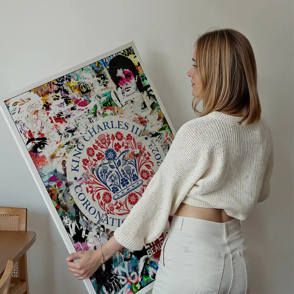 King Charles III Emblem Graffiti Print