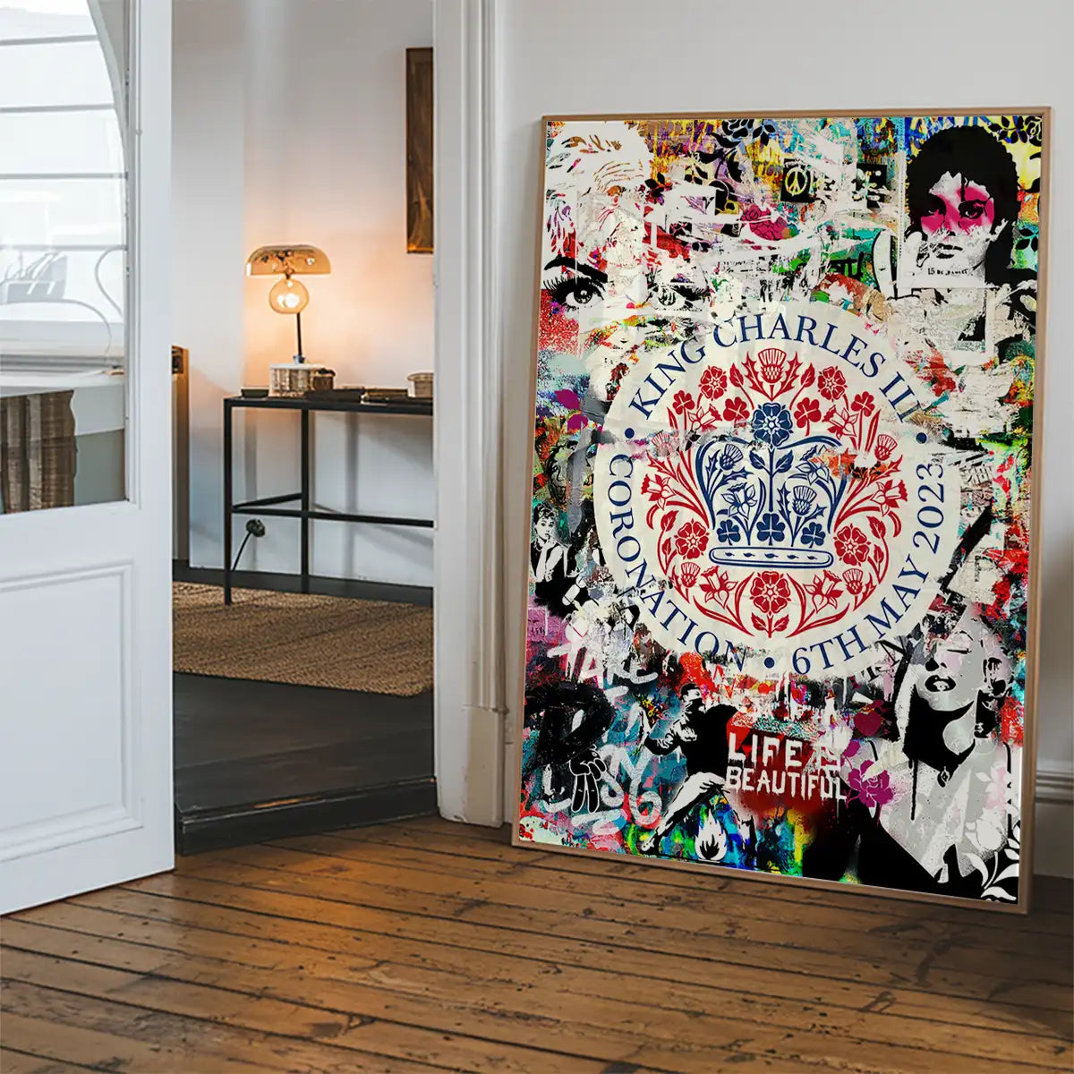King Charles III Emblem Graffiti Print