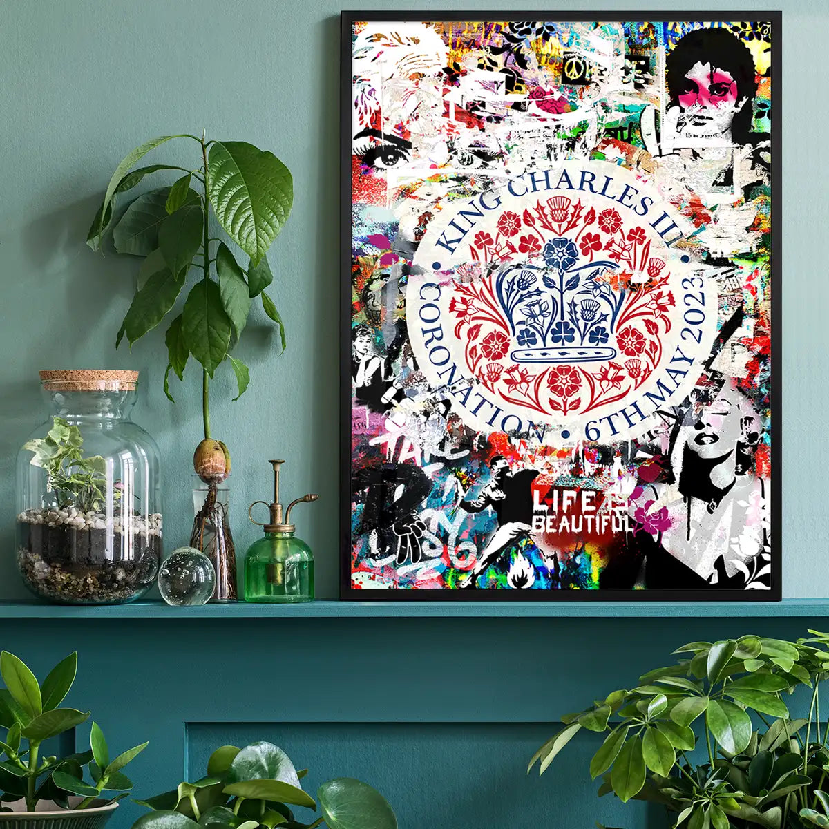 King Charles III Emblem Graffiti Print