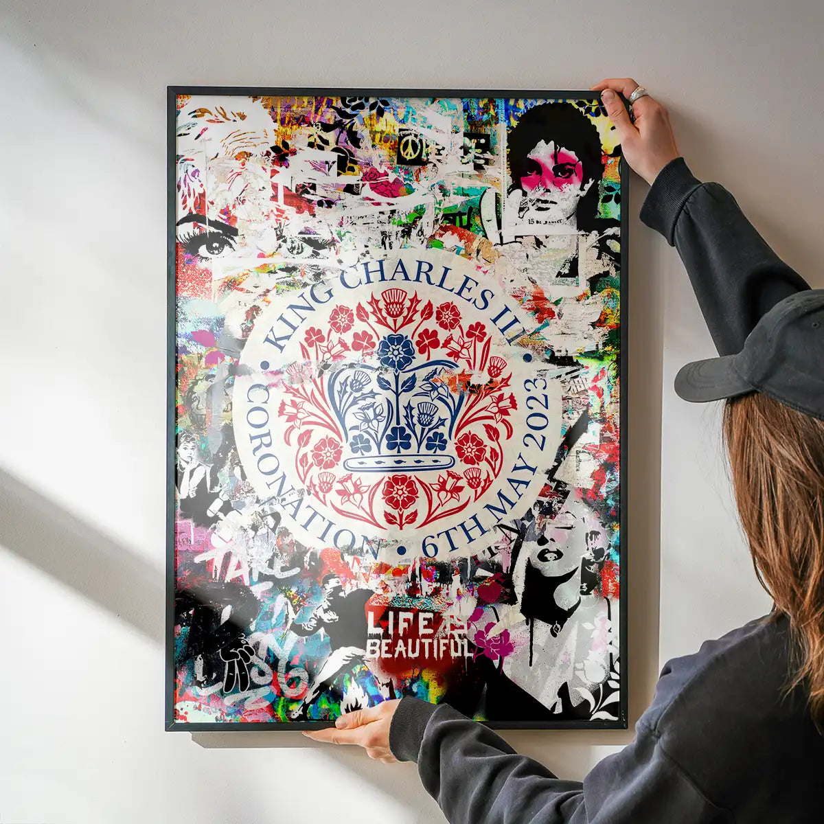 King Charles III Emblem Graffiti Print