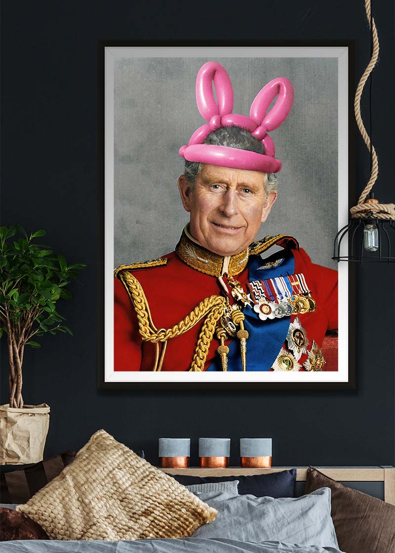 King Charles III Bunny Ears Print