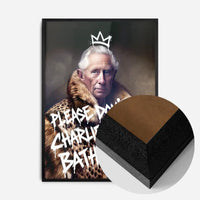 Don't Do Charlie King Charles bathroom print in a black wood frame, side profile
