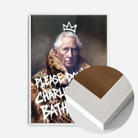 Don't Do Charlie King Charles bathroom print in a white wood frame, side profile