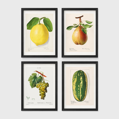 Set of 4 framed prints, classical portraits with playful modern alterations: a classical portrait with a yellow smiley face over the head; a classical portrait collaged with colourful street-art graffiti; a classical portrait wearing a Batman mask; and a classical scene with a glowing neon "open" sign overlay — unframed