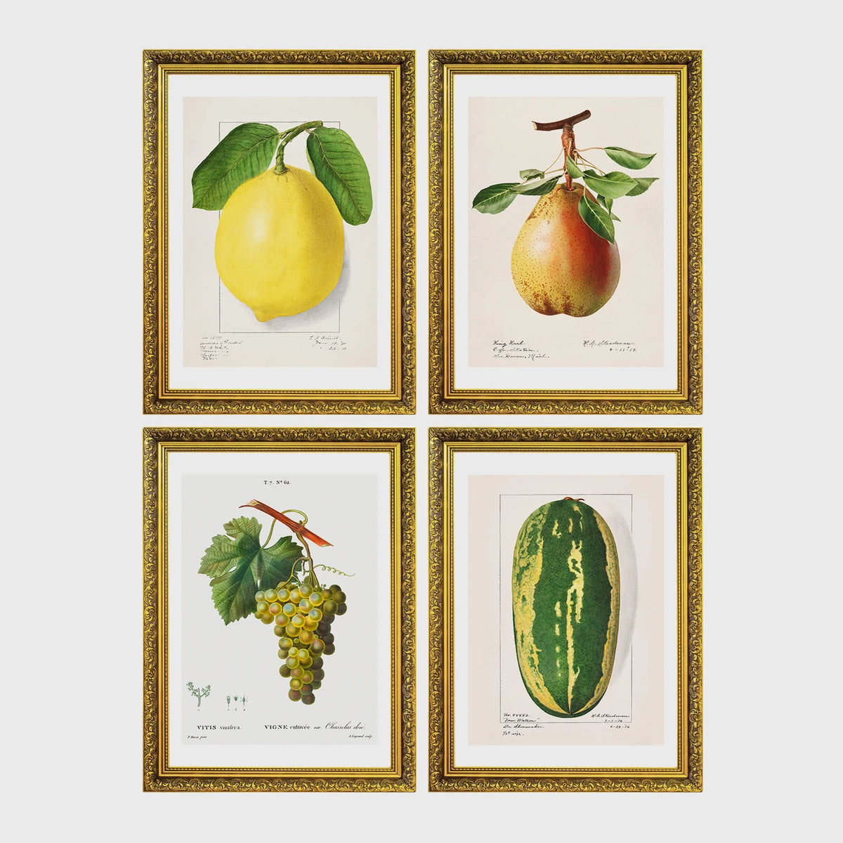 Set of 4 framed prints, classical portraits with playful modern alterations: a classical portrait with a yellow smiley face over the head; a classical portrait collaged with colourful street-art graffiti; a classical portrait wearing a Batman mask; and a classical scene with a glowing neon "open" sign overlay — unframed