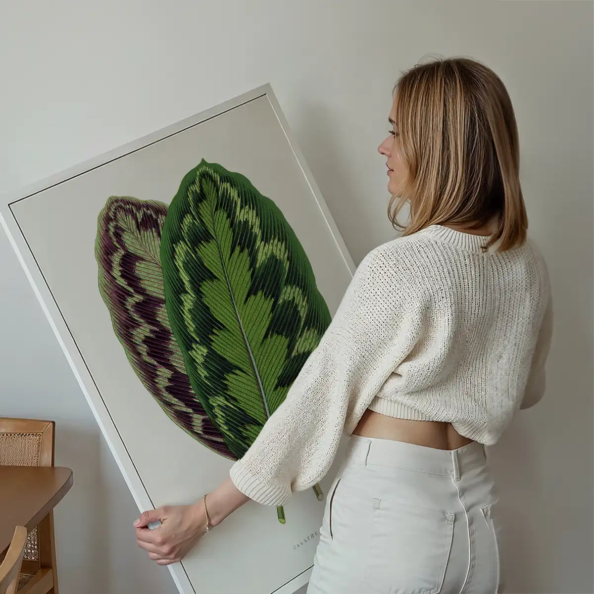 Calathea Veitchiana leaf botanical illustration print
