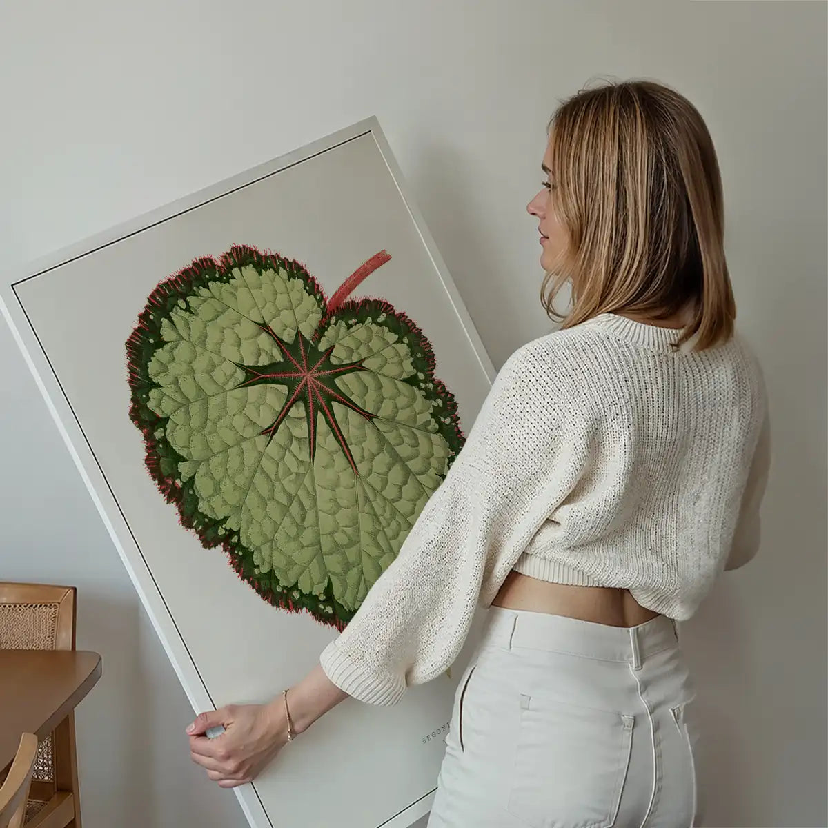 Green Begonia Rex leaf botanical illustration print