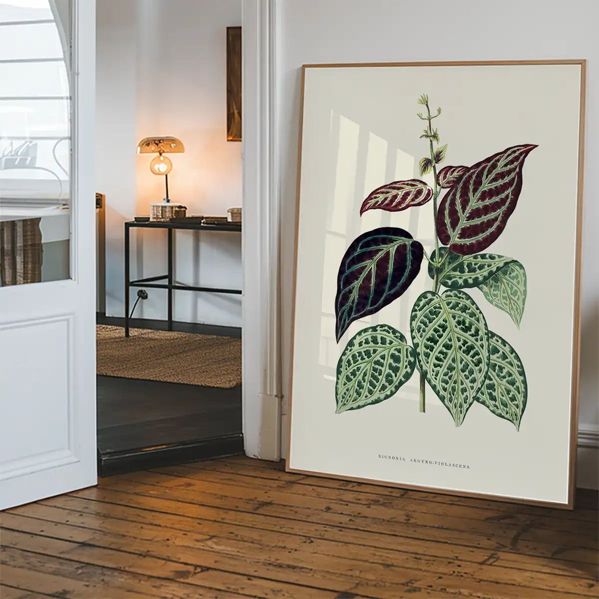 Green Bignonia Argyro Violascens leaf botanical illustration print