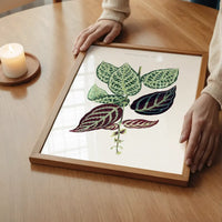 Green Bignonia Argyro Violascens leaf botanical illustration print