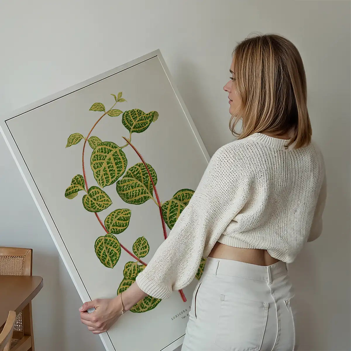 Green Lonicera Brachypoda leaf botanical illustration print